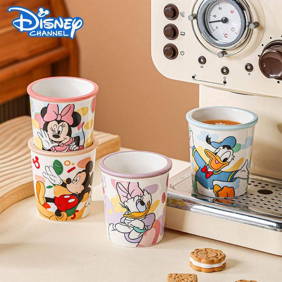 Disney 4件套迪士尼米奇米妮唐老鸭黛西陶瓷杯套装，可爱卡通咖啡杯，柔软卡哇伊牛奶杯，家居聚会礼物 - 彩色 - 查看 1