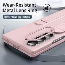Galaxy ZFold3/ZFold4/ZFold5/ZFold6/ZFold7 手机壳，旗舰店同款防摔手机壳，镜头凸起保护设计，可伸缩腕带，一体式支架手机壳，简约纯色手机保护套 - 粉色 - 查看 7