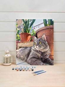 DIY无框丙烯画套装 - 可爱猫咪，40*50厘米，艺术个性化定制，适合卧室装饰和艺术墙，简单有趣的绘画体验，无需绘画经验，实现你的绘画梦想，沉浸在缤纷多彩的世界中，每一笔都是自我表达，为生活增添浪漫气息，是馈赠亲朋好友的最佳礼物 - 多色 - 查看 2