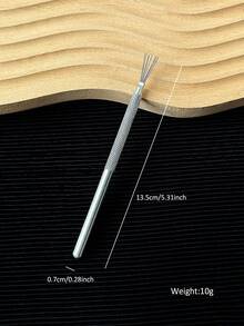 1pc Multi-Function 7-Needle Nail Art Brush, Stainless Steel Non-Slip Handle, Metal Striping Nail Art Tool For Fine Line Drawing - Silver - View 7