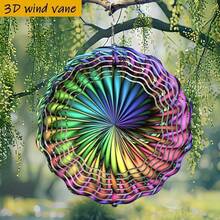 1件彩虹色輪裝飾品－10英吋金屬風鈴吊飾，360°旋轉掛鉤，無需電池，四季通用戶外花園裝飾，2D平面風車庭院懸掛飾品，附隨機旋轉掛鉤款式 - A - 查看 8