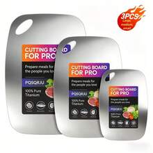 3-Piece High-Quality 316 Stainless Steel Cutting Board Set - 2026 Brand New Upgrade - Easy To Clean, Suitable For Small Kitchens, RVs, Small Families, And Outdoor BBQs - Durable And Healthy, Suitable For Cutting Vegetables, Fruits, Chicken, And Beef, Christmas Gift - View 1