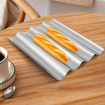 1/2 khuôn nướng bánh mì có lỗ, khuôn nướng bánh mì baguette có lỗ cho 4 bánh mì baguette, khay nướng chống dính có lỗ kèm lớp lót, khay nướng bánh mì có lỗ dùng cho lò nướng.
