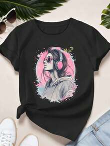 Women T-Shirts - Black - View 2