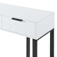 Modern Console Table With Drawers, Gold Frame, Adjustable Feet And Elegant Handles (White + Black) - White+Black - View 7