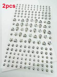 Khuyên mũi giả 3-6mm, hình tròn, trái tim, giọt nước, khuyên mũi bạc nhân tạo không cần xỏ lỗ, trang sức dán mặt cho lông mày, môi, phong cách cao bồi miền Tây Y2K, tự làm. - Bạc - Xem 11