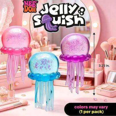 Schylling Jelly Squeeze Glitter Jellyfish Soft Gel Toy - Super Squeeze Sensory Stress Relief Toy, Suitable For Children And Adults, Ideal Easter And Birthday Gift