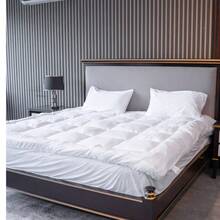 1 tấm lót nệm dày 4 inch - Lớp đệm chần bông mềm mại 800 GSM, có túi sâu - trắng - Xem 3