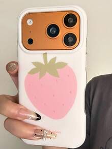 Strawberry Pink 17 Pro Max Phone Case, Personalized Girly Style For Apple 16 Pro, 15 Pro, 14, 13, Soft Silicone Protective Cover - Pink - View 5