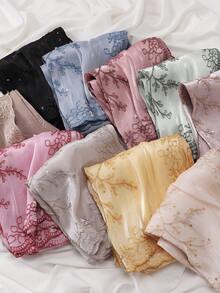 Elegant Embroidered Lace Organza Lightweight Breathable Modest Women's Shawl, Suitable For Spring And Summer - Multicolor - View 2