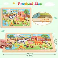24pcs Wooden Jigsaw Puzzle, Cartoon Animal & Dinosaur Pattern, Early Educational Intelligence Building Blocks Toy, Gift For Children 3+ Years Old - Multicolor - View 10