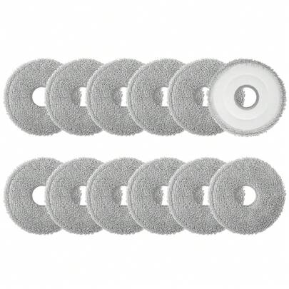 Pack Of 12 Wipes Replacement For Dreame L10 / L10s Ultra / L20 Ultra Complete / L40 / L50 / X30 / X40 / X50 Robot Vacuum Cleaners, For Xiaomi X20 Pro/Max, Washable Reusable Microfibre Mop Pads
