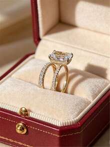 2pcs/Set Women's Rings, Fashion Unique Design Elegant Creative Stacking Rings, Cubic Zirconia Decorated Rings, Suitable For Daily Wear, Vacation, Gifts, Engagement, All Seasons - Gold - View 11