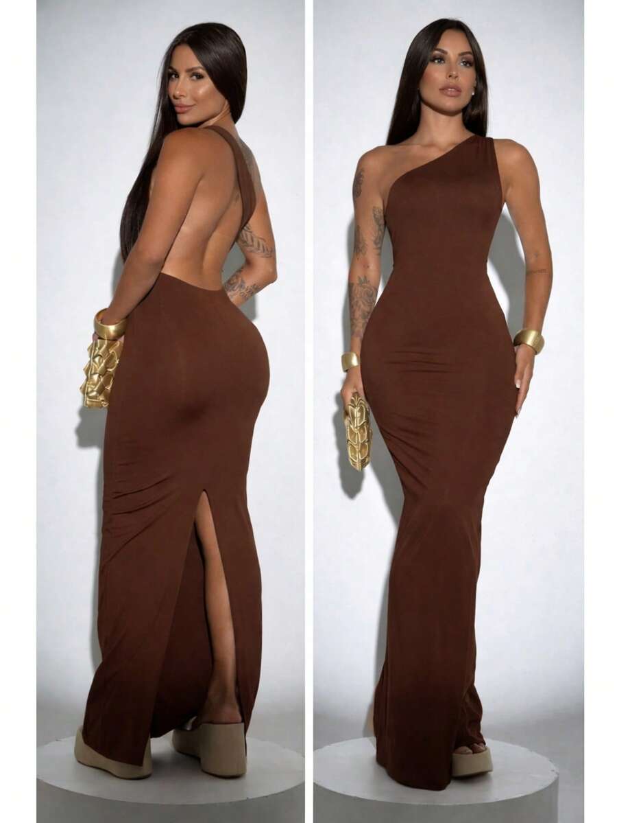 Women's Dress, Long Dress, Women's Long Dress, Polyamide Dress, Polyamide Long Dress, One-Size Dress, Size 36 Dress, Size 38 Dress, Size 40 Dress, Size 42 Dress, Dress Fits Sizes 36 To 42, One-Shoulder Dress, One-Shoulder Dress, Long One-Shoulder Dress, Long One-Shoulder Dress, Fitted Dress, Tight Dress, Body-Hugging Dress, Shaping Dress, Stretchy Dress, Comfortable Dress, Soft Dress, Non-Transparent Dress, Elegant Dress, Formal Dress, Party Dress, Evening Dress, Club Dress, Event Dress, Graduation Dress, Wedding Guest Dress, Simple Bridesmaid Dress, Dinner Dress, Special Occasion Dress, Casual Chic Dress, Minimalist Dress, Modern Dress, Sophisticated Dress, Elegant Women's Dress, Women's Party Dress, Women's Evening Dress, Women's Formal Dress, Elegant Long Women's Dress, Long Women's Dress, Long Women's Evening Dress, Long Women's Formal Dress, Fitted Women's Dress, Tight Women's Dress - 鏽棕色 - 查看 1