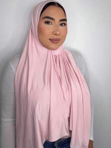 1pc Women's Jersey Hijab, Modal Hijab, Sweat Cloth, Solid Color, Silky Smooth, Soft, Breathable Headscarf, Head Wrap, Jersey Headcover, 180cm*70cm Scarf, Shawl, Suitable For Daily, Outdoor, Prayer, Worship - Jersey Hijab - View 8