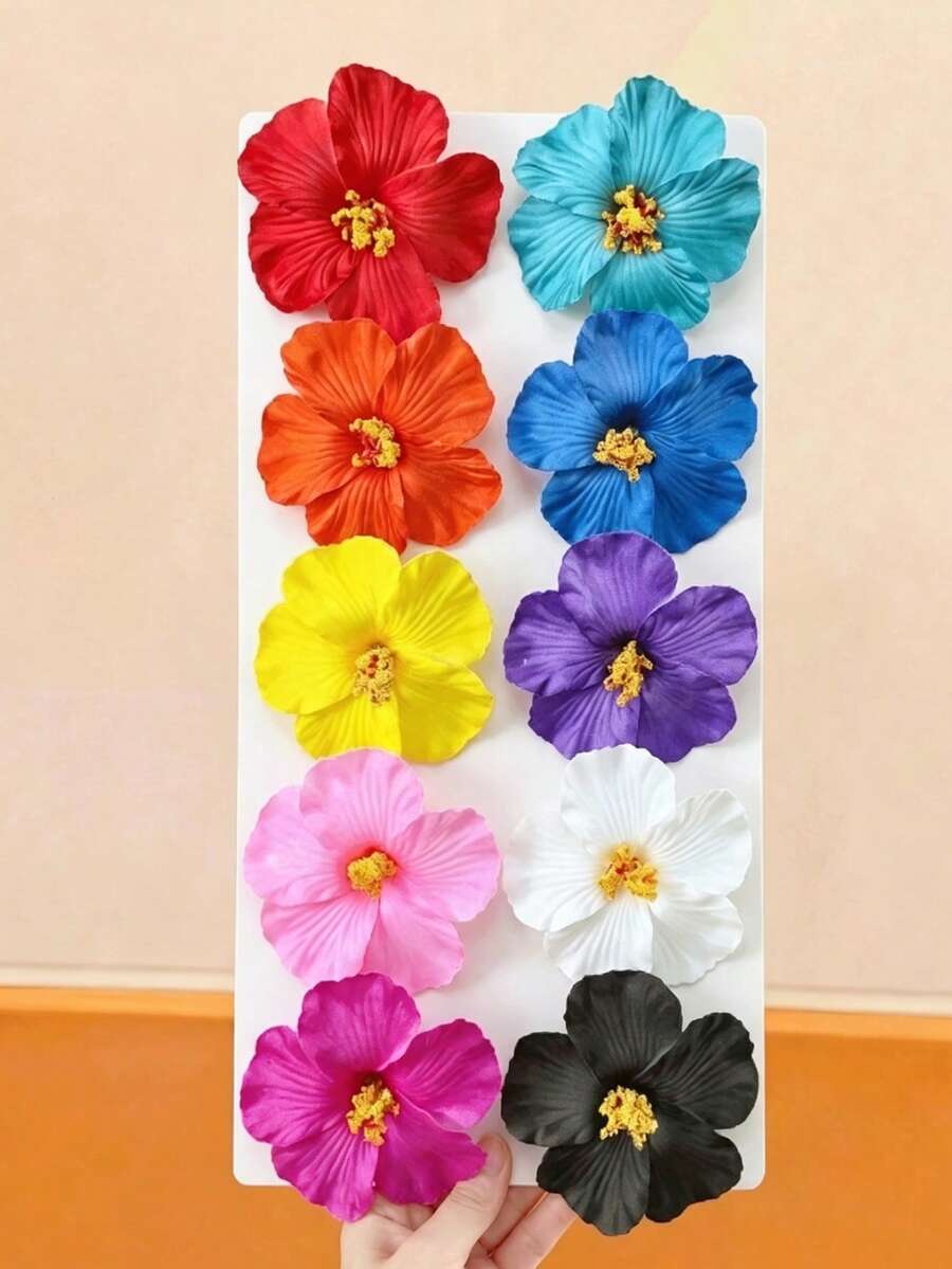 1个/10个彩色逼真3D花朵发夹，可爱甜美小鸭发夹，适合女孩度假和日常佩戴 - 杏色 - 查看 1