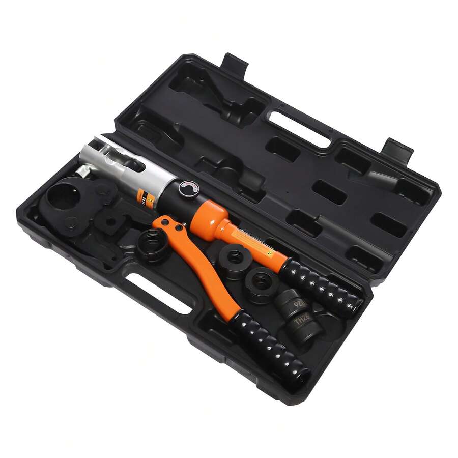 Professionelle Crimpzange Werkzeugsatz für hydraulische Pressen hydraulisches Presswerkzeug Modell CW-1632 Entwickelt für Ausdauer Hohe Tragbarkeit - orange - Übersicht 1