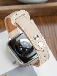 1条纤薄表带，兼容 42mm、38mm、40mm、41mm、44mm、45mm、46mm、49mm，时尚智能手表替换表带，适用于Series Ultra2、Ultra SE2、SE 11、10、9、8、7、6、5、4、3、2、1，女士款，可作为学生返校礼物 - 杏色 - 查看 5