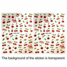 Cute Cherry Nail Art Stickers With Rhinestone Design 5D Nail Decals, Suitable For Children, Women, Girls DIY Nail Art - Multicolor - View 12