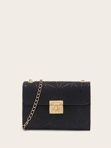 1pc Women's Geometric Rhombus Chain Small Square Bag, Metal Lock Shoulder Crossbody Bag, Fashionable Minimalist Style, Suitable For Work And Casual Occasions, Great Gift - Geometric Rhombus - View 4