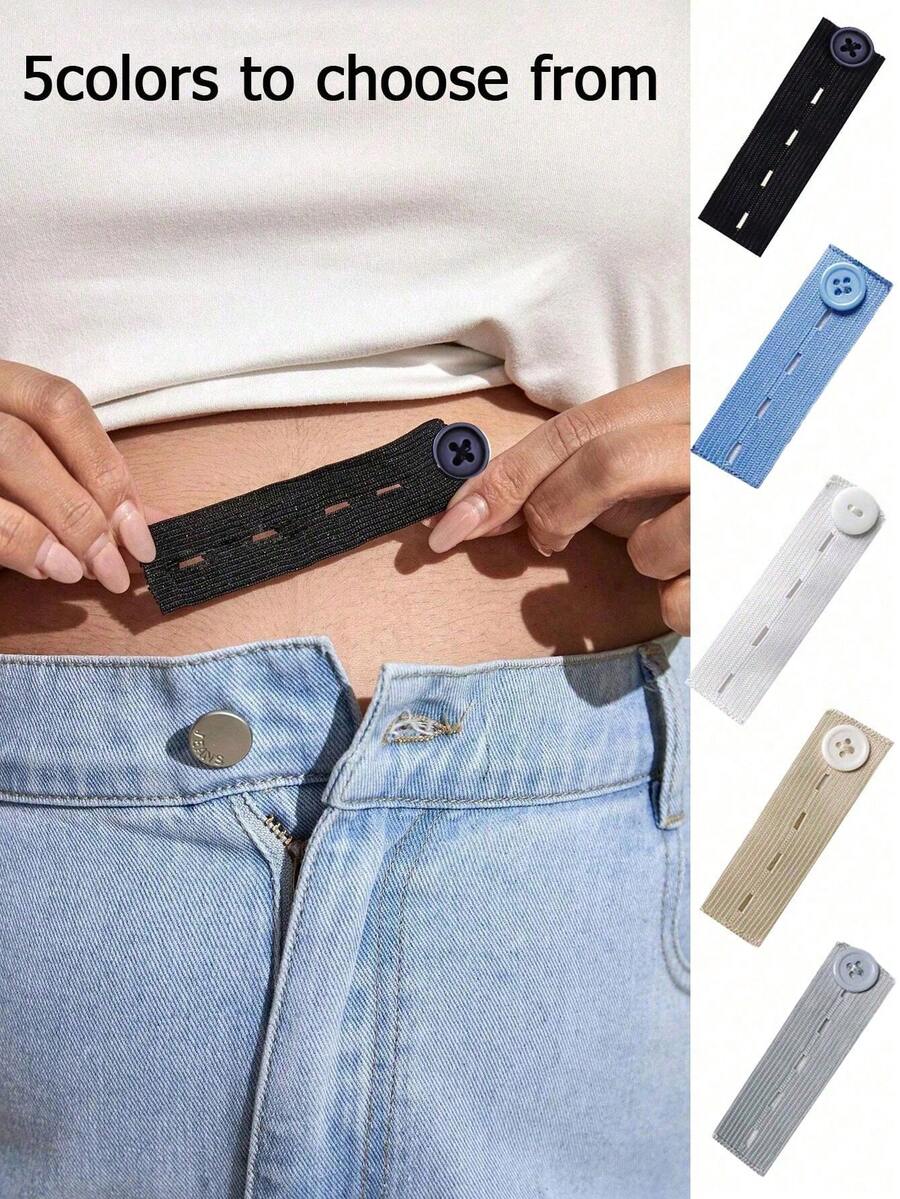 1pc Elastic Waistband Extender, Adjustable Belt Extender, Machine Washable Elastic Material, Pants Adjuster, Suitable For Jeans, Women's Fashion Accessory, Suitable For Casual, Commuting And Evening Wear, For Pregnancy Weight Gain - Various - View 1