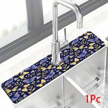 1pc Elegant Butterfly Pattern Faucet Cover, Polyester, Quick Drying, Easy To Clean, Suitable For Kitchen And Bathroom, Easy Installation, Daily Decor, Gift, Bathroom Mat, Faucet Cover, Faucet Accessory - Multicolor - View 12