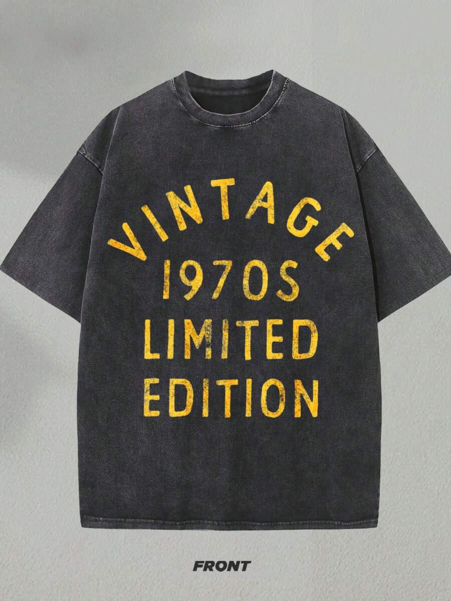 Mens Vintage 1970s Limited Edition T Shirt Funny Cool 1970 Theme Classic Tee For Guys Mens Funny T Shirts Cool Vintage Fashion T-Shirt Gift Classic Menswear Funny Vintage Short Sleeve Novelty Tees, Perfect For Outdoor, Sports, Daily, Party, Y2K, Old Rock & Grunge – Great Gift For Boyfriend,Unisex T Shirt ,Men Shirt,Women T Shirt - 黑色 - 查看 1