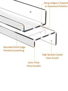 1pc Acrylic Wall Mounted Storage Rack Set, White, 11.8 Inches, Self-Adhesive Wall Organizer Shelf, Suitable For Bathroom, Kitchen, Bedroom, Office, Game Room And More, No Damage To Wall, No Drilling Required. - Clear - View 6