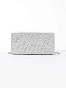 Túi cầm tay mini cổ điển lấp lánh - Bạc - Xem 2