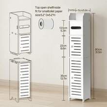 Slim PVC Bathroom Storage Cabinet - Space-Saving Toilet Paper Holder, Easy Assembly Durable For Narrow Spaces, Holiday Gift Option - White - View 10