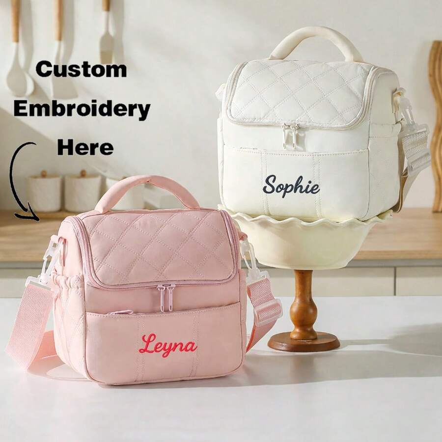 Personalized Large Capacity Insulated Lunch Bag, Bento Tote With Shoulder Strap And HandlePortable Thermal Bento Tote, Lunch Box, Back To School - Multicolor - View 1
