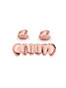 1 Set Classic Smooth Teeth Grillz, Single Tooth Smooth Grillz, Unisex Hip Hop Rapper Accessories, Funny Party Props - Multicolor - View 7