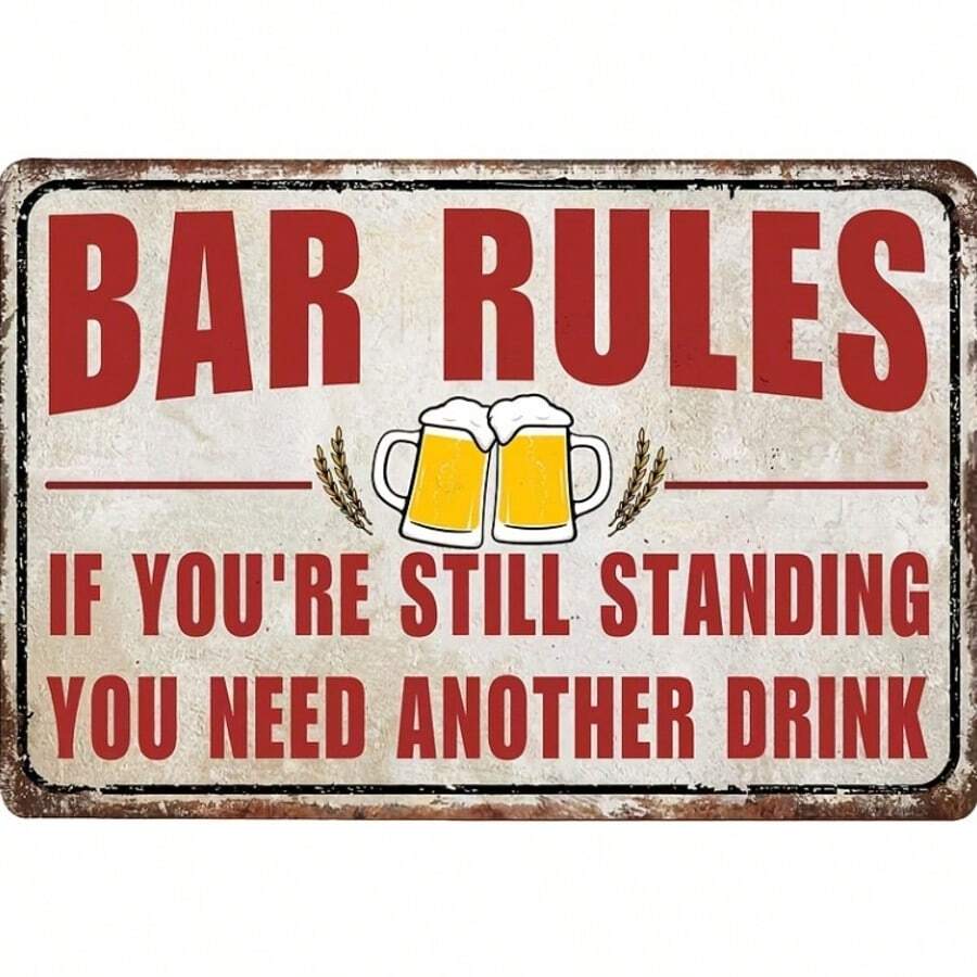 1pc Vintage Metal Cheers Sign, Retro Bar Wall Decor Accessory, Suitable For Home Bar, Kitchen, Basement, Wine Cellar Decoration, 8 X 12 Inches - Multicolor - View 1
