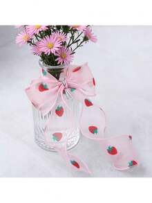 Pita Chiffon Motif Stroberi 1 Yard dengan Tepi Bergelombang, Pita Chiffon Stroberi Transparan Grosir, Pita Motif Buah Lembut yang Lucu Cocok untuk Membuat Aksesori Rambut, Pembungkus Kado, Dekorasi Pernikahan, Kerajinan DIY, dan Kue - Berbagai gaya - View 5