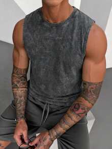 Summer Fashionable Versatile Moon & Snowflake Print Round Neck Short Sleeve T-Shirt - Dark Grey - View 1