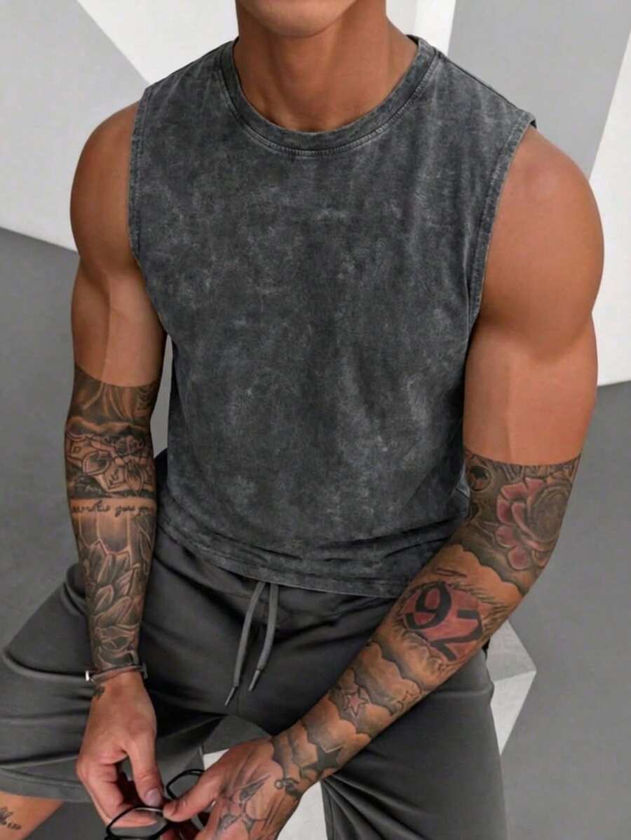 Summer Fashionable Versatile Moon & Snowflake Print Round Neck Short Sleeve T-Shirt - Dark Grey - View 1