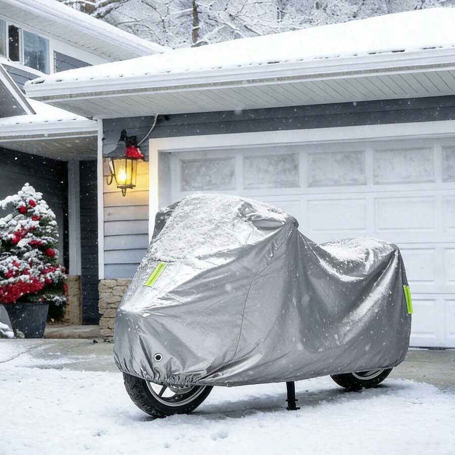 Motorcycle Cover, UV-Resistant And Dust-Proof Heavy-Duty Motorcycle Cover With A Lock Hole-The Ideal Choice For Outdoor Motorcycle/Bicycle Storage. 190T Universal - A - View 1
