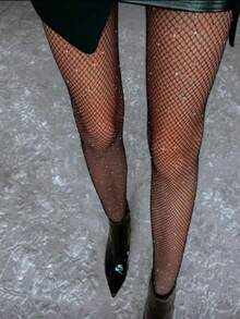 2 Pairs Women's Rhinestone Mesh Stockings, Suitable For Dresses - Multicolor - View 7