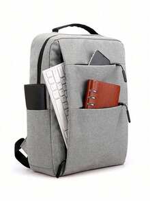 1pc Grey Business Men's Backpack, Large Capacity Laptop Bag, Casual Spacious Business Travel Rucksack - View 11