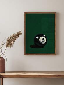 1 Pieza Pintura de cartel de lona vintage con bola de billar verde con estampado de suerte 8, arte de pared minimalista de juego de billar para decoración del hogar en sala de estar o dormitorio, sin marco - Verde Oscuro - Ver 6