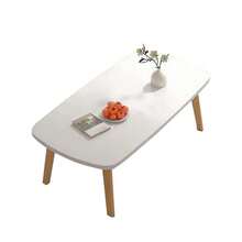 Escritorio de computadora de madera plegable y ahorrador de espacio – Mesa de oficina moderna de baja altura – Portátil, fácil de montar, ideal para oficina en casa, dormitorio, sala de estar, apartamento, dormitorio universitario – Diseño minimalista – Acabado en blanco - Mesa de centro plegable - Ver 5