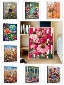 Kit de pintura al óleo digital de 16"X20" para adultos y principiantes - 1 pieza sin marco, juego de pintura acrílica DIY fácil, artesanía de decoración del hogar, regalo ideal para cumpleaños, Día del Padre, Navidad, Día de la Madre, Día de San Valentín - flores frescas - Ver 12