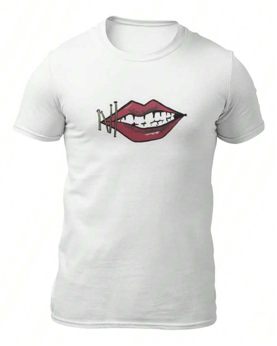 Maneskin T-Shirt With Lips Logo Tecate Emblem - White - View 1