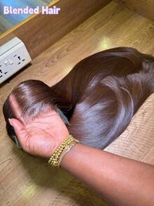 Tóc giả ren HD thật 13x6 13x4, tóc giả ren HD vô hình, mật độ 200%, tóc pha trộn, đã tỉa sẵn, nút thắt đã tẩy trắng, tóc thẳng pha trộn, tóc giả 5x5 đã cắt sẵn, không cần keo, đội vào là dùng ngay, dành cho nữ, tóc giả ren HD 28 inch đã tỉa sẵn với tóc con, màu đen tự nhiên. - màu nâu - Xem 2