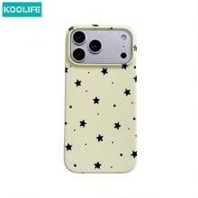 Koolife 五角星图案手机壳，纯色底，PC+TPU材质，韩版时尚风格，防摔保护壳，适用于 13/14/15/16/17/17 Pro/17 Pro Max - 米白色 - 查看 8