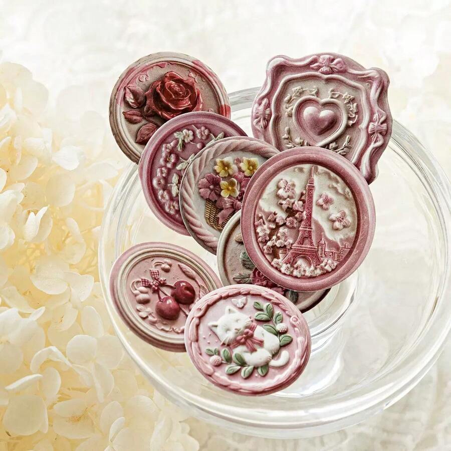 20pcs/Pack Embossed Wax Seal Stickers, Suitable For Scrapbooking, Diaries, Envelopes, Photo Albums, Office Supplies, Calendars, Personal Planners, Paper Crafts Decoration - A - View 1