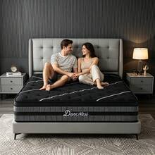 Colchón híbrido DanoNasi de 7 zonas, 140 x 190 cm, 28 cm de altura, firmeza media H3, núcleo de espuma viscoelástica y muelles ensacados, ergonómico y transpirable. - Negro - Ver 5
