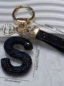 Bling Rhinestone Letter Keychain, 3D Crystal Letter Keyring, Rhinestone Lanyard, Engraved Metal Tag Set, Elegant Bag/Car Key Chain Accessory Gifts For Mother, Father, Graduation, And Teacher - Multicolor - View 15