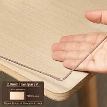 1pc PVC Heat-Resistant And Stain-Resistant Tablecloth, Suitable For Dining Table, Coffee Table, Office Desk, 2.0mm Thick Transparent Rectangular Table Cover - White - View 56