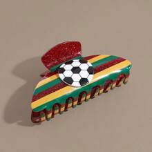 1 pieza Pinza de pelo de acrílico con diseño de balón de fútbol para fiesta en la playa, apta para todas las estaciones - Multicolor - Ver 17